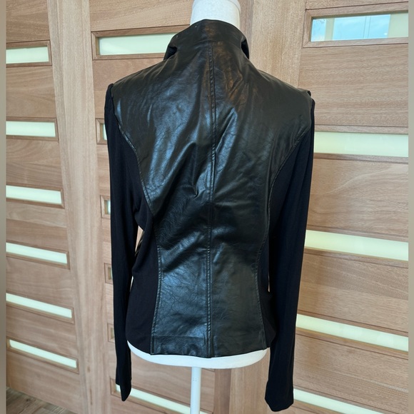 Lola & Sophie Leather Sweater Sleeve Jacket in Black - Size L - Picture 4 of 9